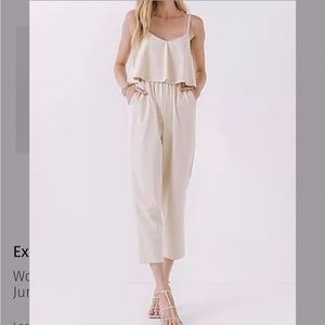 NWT cream jumpsuit